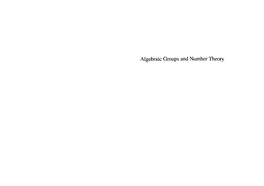 Algebraic Groups and Number Theory Algebraic Groups and Number Theory