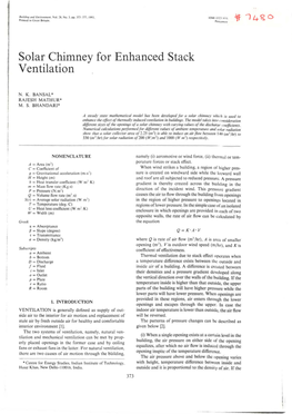 Solar Chimney for Enhanced Stack Ventilation