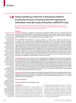 Safety and Efficacy of the HIV-1 Attachment Inhibitor Prodrug Fostemsavir in Heavily Treatment-Experienced Individuals: Week 96 Results of the Phase 3 BRIGHTE Study