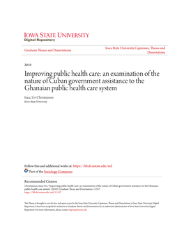 Improving Public Health Care: an Examination of the Nature of Cuban