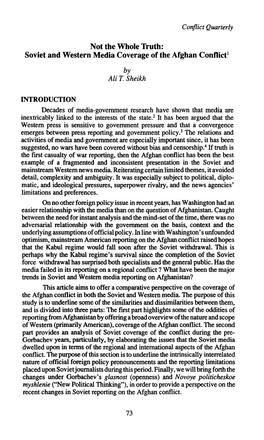 Soviet and Western Media Coverage of the Afghan Conflict1 by Ali T