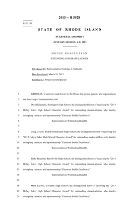 2013 -- H 5928 ======Lc02211 ======State of Rhode Island
