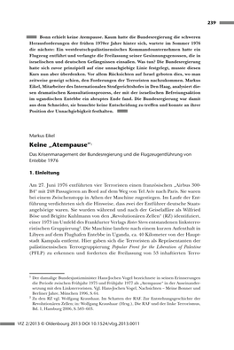 Keine „Atempause“1 Das Krisenmanagement Der Bundesregierung Und Die Flugzeugentführung Von Entebbe 1976