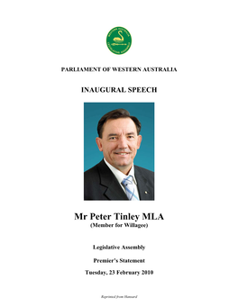 Mr Peter Tinley MLA (Member for Willagee)