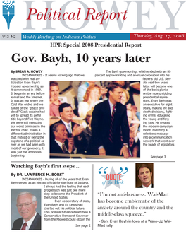 Gov. Bayh, 10 Years Later