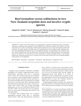 Reef Formation Versus Solitariness in Two New Zealand Serpulids Does Not Involve Cryptic Species