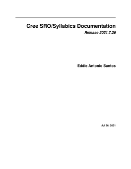 Cree SRO/Syllabics Documentation Release 2021.7.26