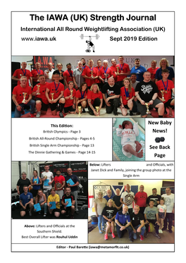 The IAWA (UK) Strength Journal International All Round Weightlifting Association (UK) Sept 2019 Edition