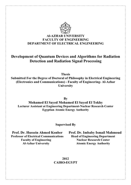 Development of Quantum Devices and Algorithms for Radiation Detection and Radiation Signal Processing