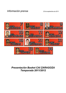 Dosier Presentación CAI Basket Zaragoza 11