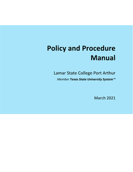 Policy and Procedure Manual