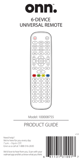 6 Device Universal Remote Product Guide