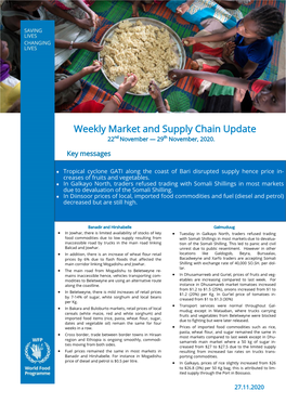 Weekly Market and Supply Chain Update 22Nd November — 29Th November, 2020