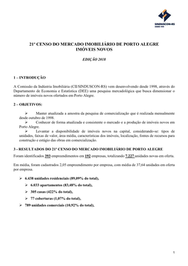 21º Censo Do Mercado Imobiliário De Porto Alegre Imóveis Novos