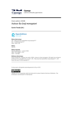 Cipango, Hors-Série | 2008, « Autour Du Genji Monogatari » [En Ligne], Mis En Ligne Le 24 Février 2012, Consulté Le 30 Juin 2021