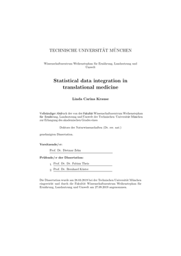Statistical Data Integration in Translational Medicine