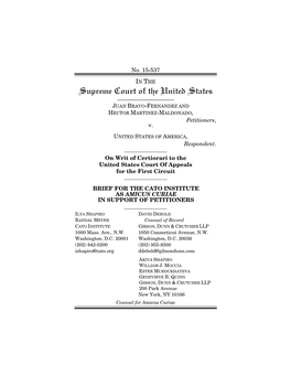 Brief Amicus Curiae of Cato Institute Filed