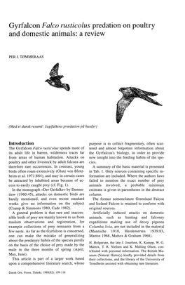 Gyrf Al Con F Alco Rusticolus Predation on Poultry and Dornes Tic Animals: A