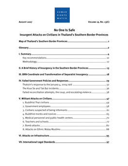 No One Is Safe Insurgent Attacks on Civilians in Thailand’S Southern Border Provinces