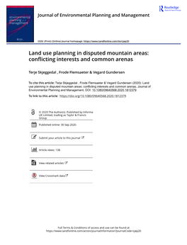 Land Use Planning in Disputed Mountain Areas: Conflicting Interests and Common Arenas