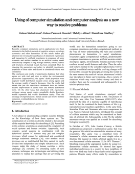 Using of Computer Simulation and Computer Analysis As a New Way to Resolve Problems