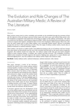 The Evolution and Role Changes of the Australian Military Medic: a Review of the Literature