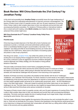 Book Review: Will China Dominate the 21St Century? by Jonathan Fenby