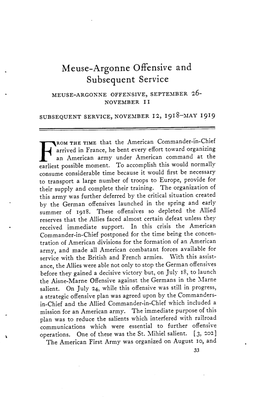 Meuse-Argonne Offensive and Subsequent Service