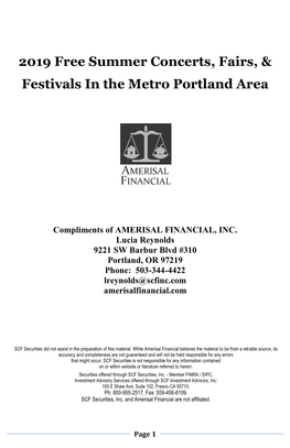 2019 Free Summer Concerts, Fairs, & Festivals in the Metro Portland Area