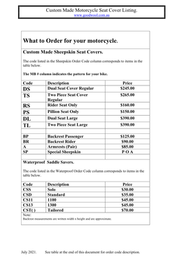 What to Order for Your Motorcycle