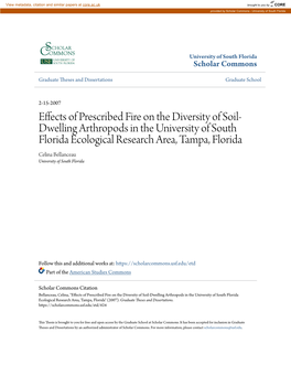 Effects of Prescribed Fire on the Diversity of Soil-Dwelling Arthropods in the University of South Florida Ecological Research Area, Tampa, Florida" (2007)