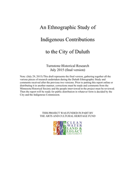 An Ethnographic Study of Indigenous Contributions to the City of Duluth