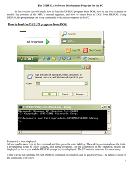 How to Load the DEBUG Program from DOS