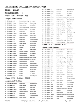 Running Order Report