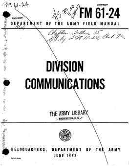 FM 61-24 I DEPART of the ARMY FIELD MANUAL *T ¿Zámlr, XT' % (' ^ I Sj .JX&- ‘É: W