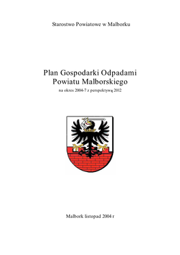 Plan Gospodarki Odpadami Powiatu Malborskiego.Pdf