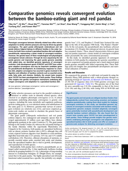 Comparative Genomics Reveals Convergent Evolution Between the Bamboo-Eating Giant and Red Pandas