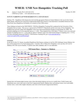 Sununu Narrows Gap with Shaheen in NH Senate Race 10/29/2008