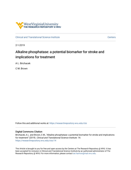 Alkaline Phosphatase: a Potential Biomarker for Stroke and Implications for Treatment