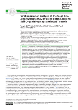 Viral Population Analysis of the Taiga Tick, Ixodes Persulcatus, by Using Batch Learning Self-Organizing Maps and BLAST Search