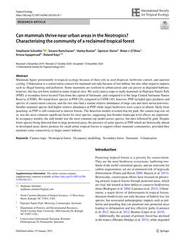 Characterizing the Community of a Reclaimed Tropical Forest