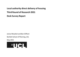 Local Authority Direct Delivery of Housing Third Round of Research 2021 Desk Survey Report