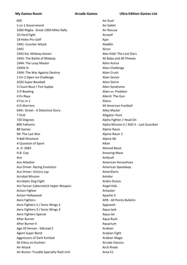 My Games Room Arcade Games Ultra Edition Games List