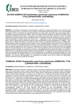 Xi Encontro Brasileiro De Ecologia Química Xi Brazilian