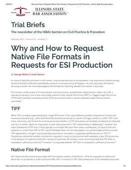 Why and How to Request Native File Formats in Requests for ESI Production | Illinois State Bar Association