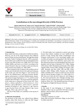 Contributions to the Macrofungal Diversity of Kilis Province