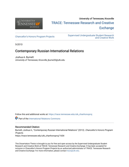 Contemporary Russian International Relations