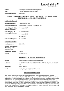 Land at Skellingthorpe Old Wood Reference Number: CA/7/1/91