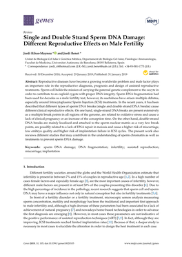 Single and Double Strand Sperm DNA Damage: Different Reproductive Effects on Male Fertility