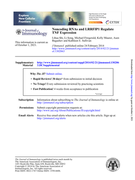 TNF Expression Noncoding Rnas and LRRFIP1 Regulate